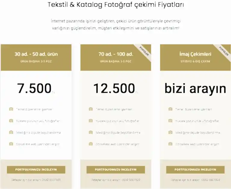 Katalog Fotoğraf Çekimi Fiyatları